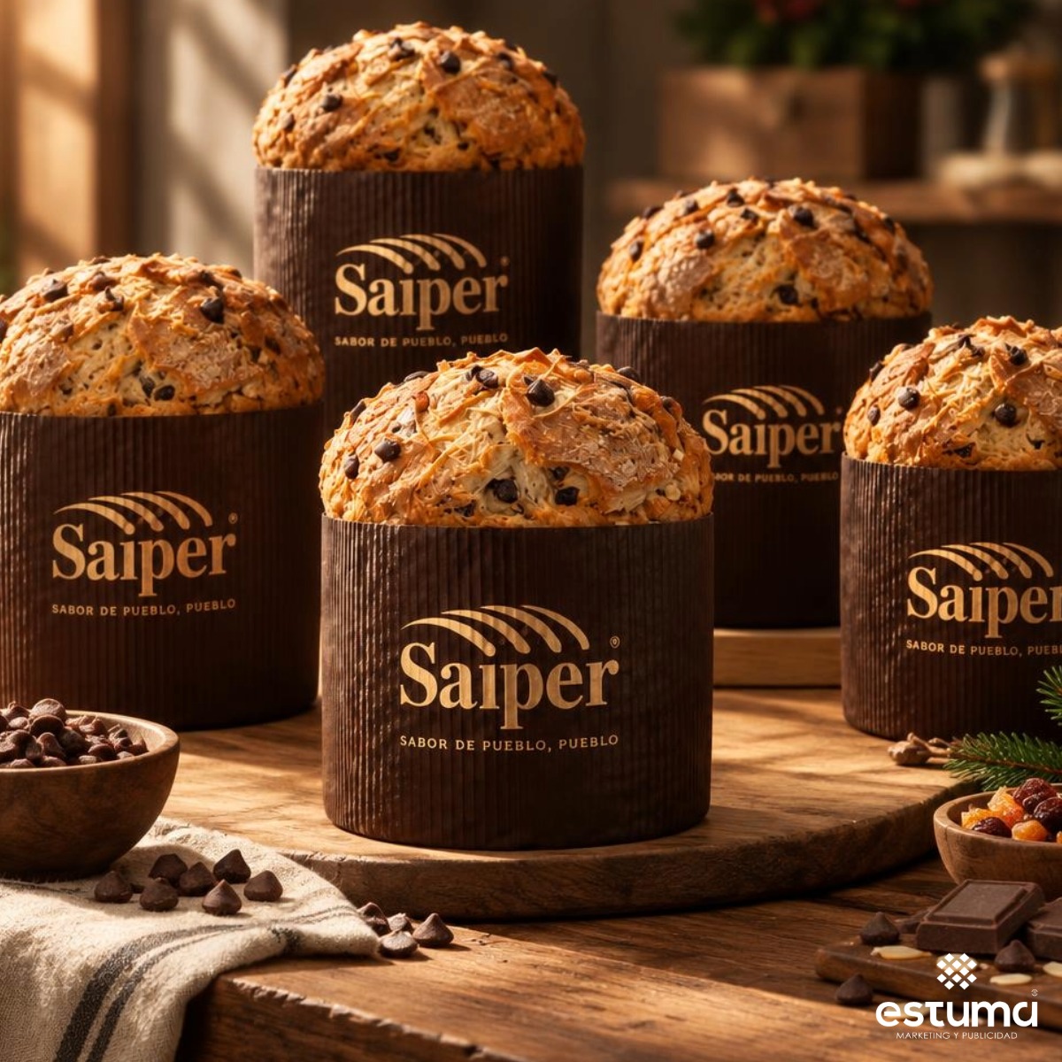 Diseño de packaging de panettone para Saiper